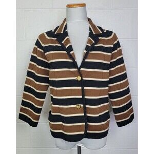 Vtg‎ 1960s Marchesa di Gresy Magnin Brown Black Stripe Wool Cardigan Sweater 16